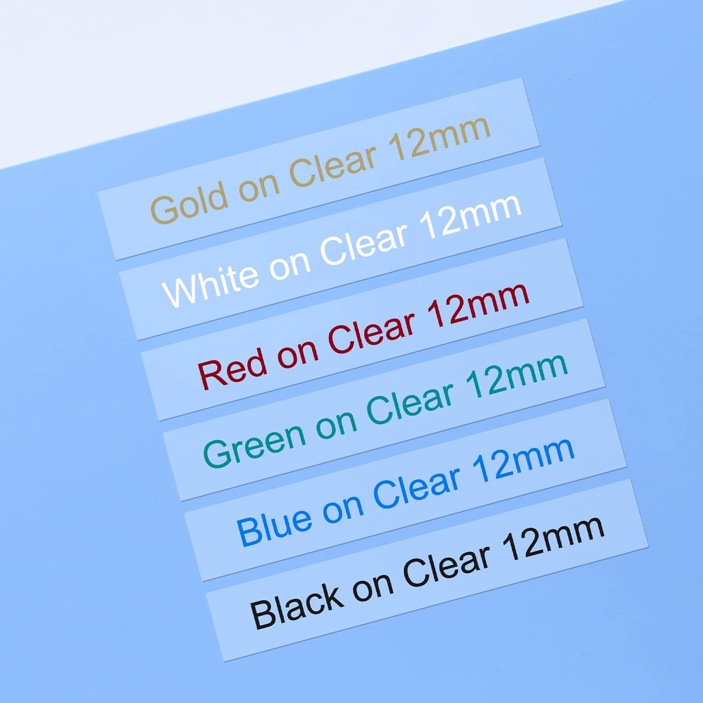 Colorty Compatible TZe 12mm Clear Label Tape, 6-Color Pack, Laminated P-touch Tape for Brother PT-D210, PT-D220, H110, 1000, 1280, D400 & Cube