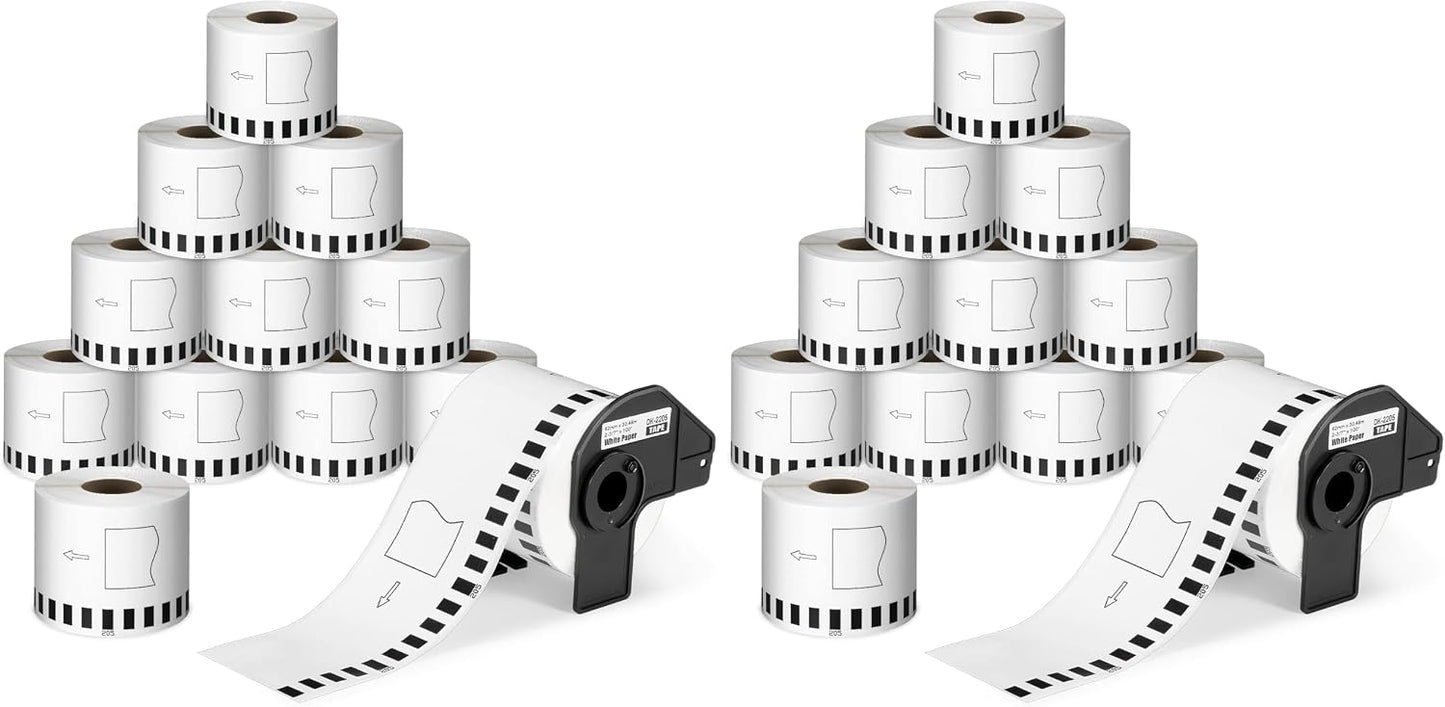Brother DK-2205 compatible continuous paper labels 24 rolls black on white replacement labels for Brother QL printers
