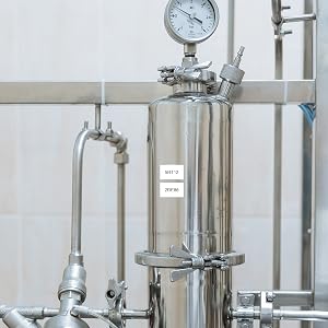 COLORTY high temperature resistant industrial labels for stainless steel pressure tank & pipeline marking, durable adhesive tags for pharmaceutical, food processing pipeline equipment asset numbering in sanitary process systems