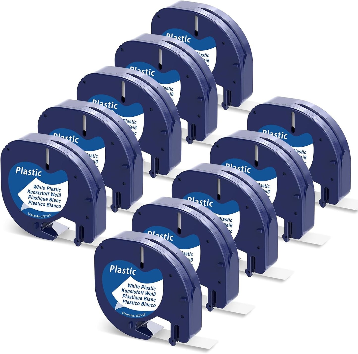 Dymo LetraTag 91331 Compatible 12mm White Label Tape – Black on White, 10pack for LT‑100H/LT‑200B/LetraTag Plus/XM/XR Label Makers