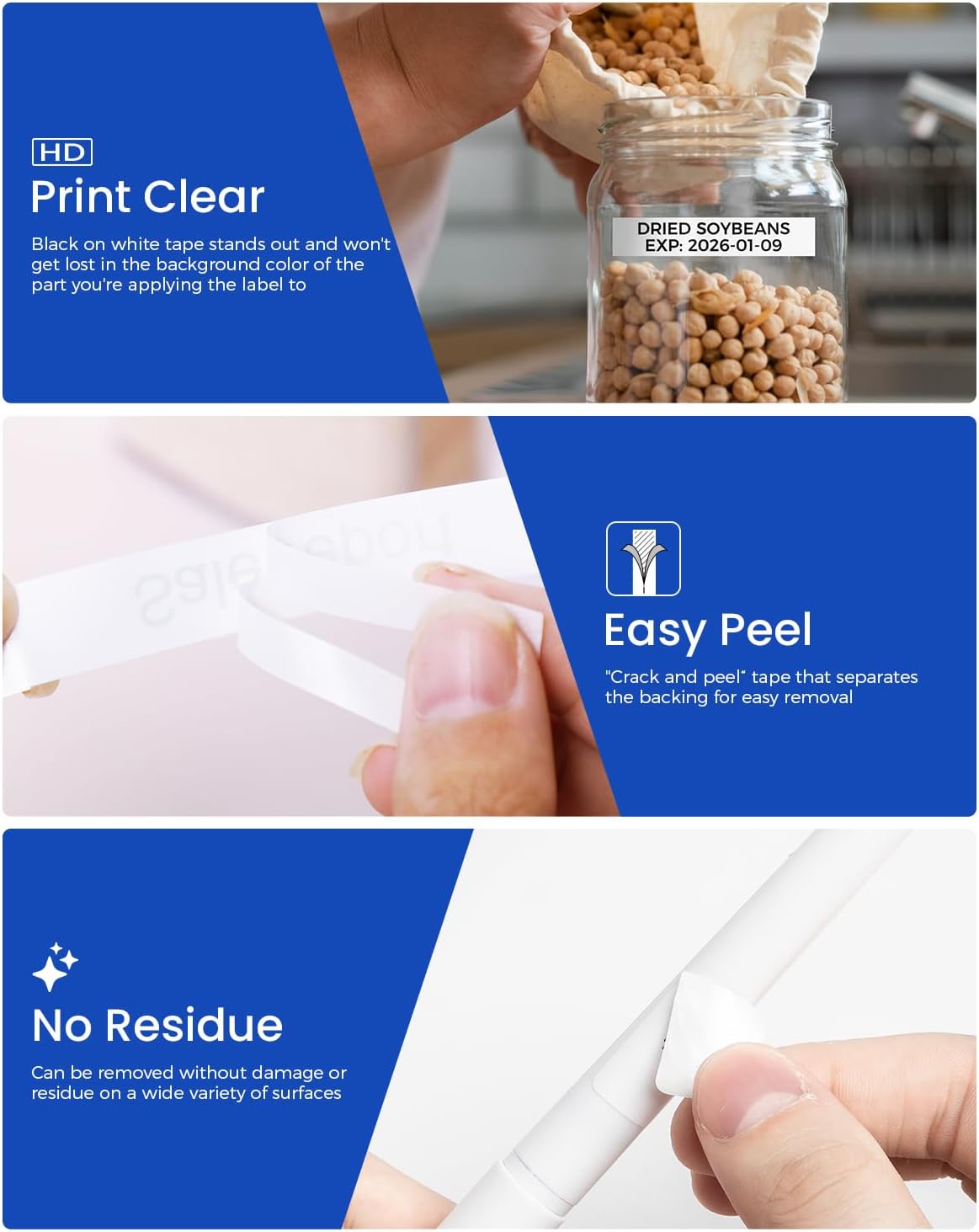 Clear and Professional Labels Made with Brother Compatible TZe-241 Tape.Easy Peel Label Tape for Quick Application and Clean Removal.