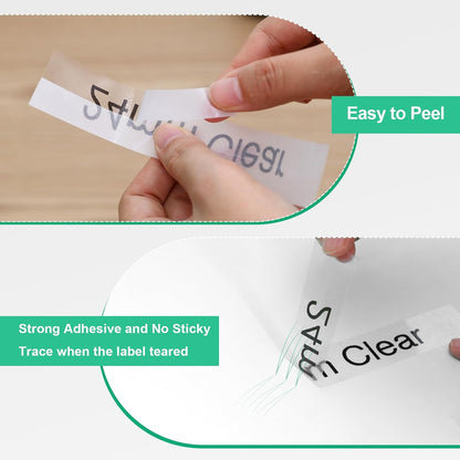 Easy Peel Split Back Clear Label Tape for Fast Label Application.Strong Adhesive Clear Labels for Plastic Metal Glass and Painted Surfaces.