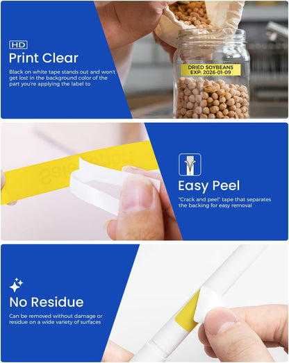 18mm Black on Yellow Tape Replace for Brother TZe-641 P-Touch Label | 18 mm 0.7 Laminated Tape TZe641 for Ptouch PTD400 PTD410 PT-E300 PT-E560BTVP Edge Label Maker Refills 3/4 Inch, 6 Pack