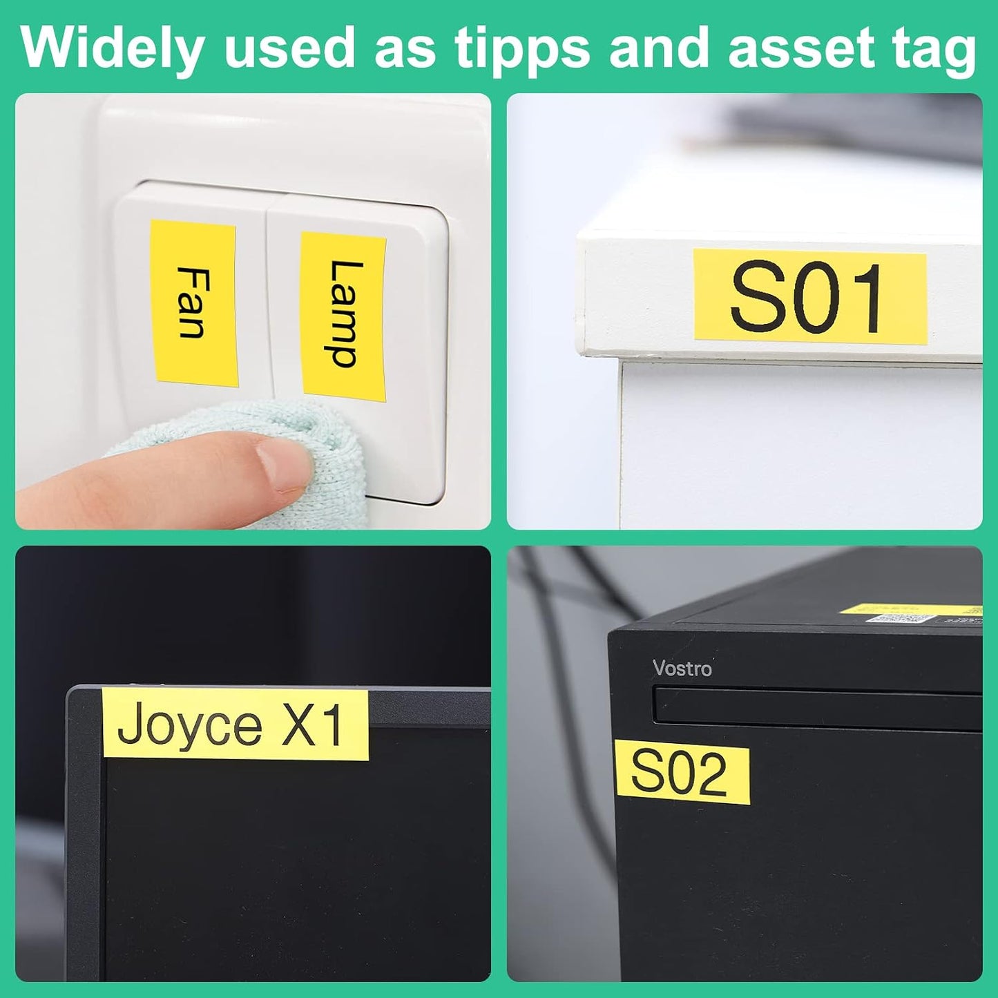 Brother TZe-631 Compatible Label Tape 12mm (0.47") | Laminated Black on Yellow Tape Replacement for P-touch Label Makers PT-D210 D200 H110 D400