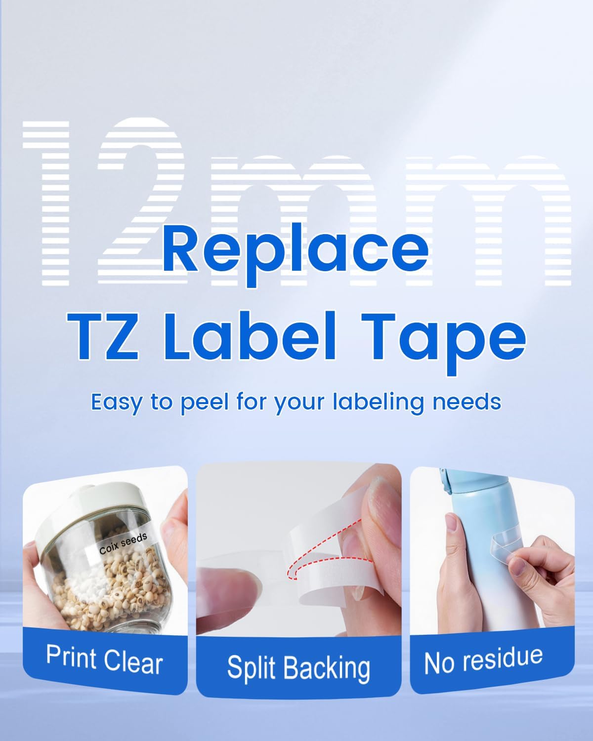 Easy Peel Split Back Design for Quick Label Application.