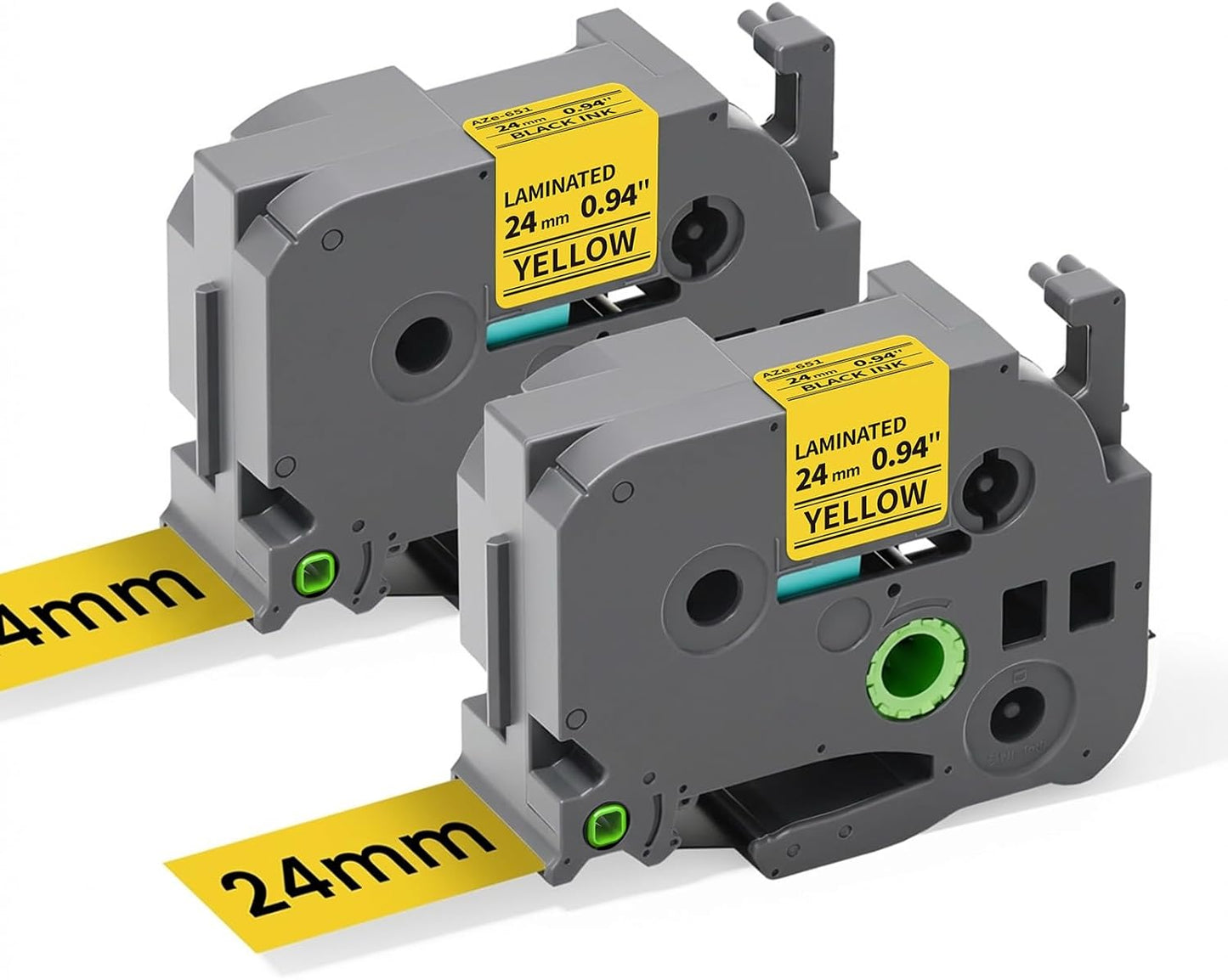 Compatible Replacement for Brother TZe-651 24mm Yellow Laminated Label Tape – Black on Yellow, 2 Rolls x 8m, for PT‑D600/PT‑P710BT/PT‑P950NW & More P‑touch Printers