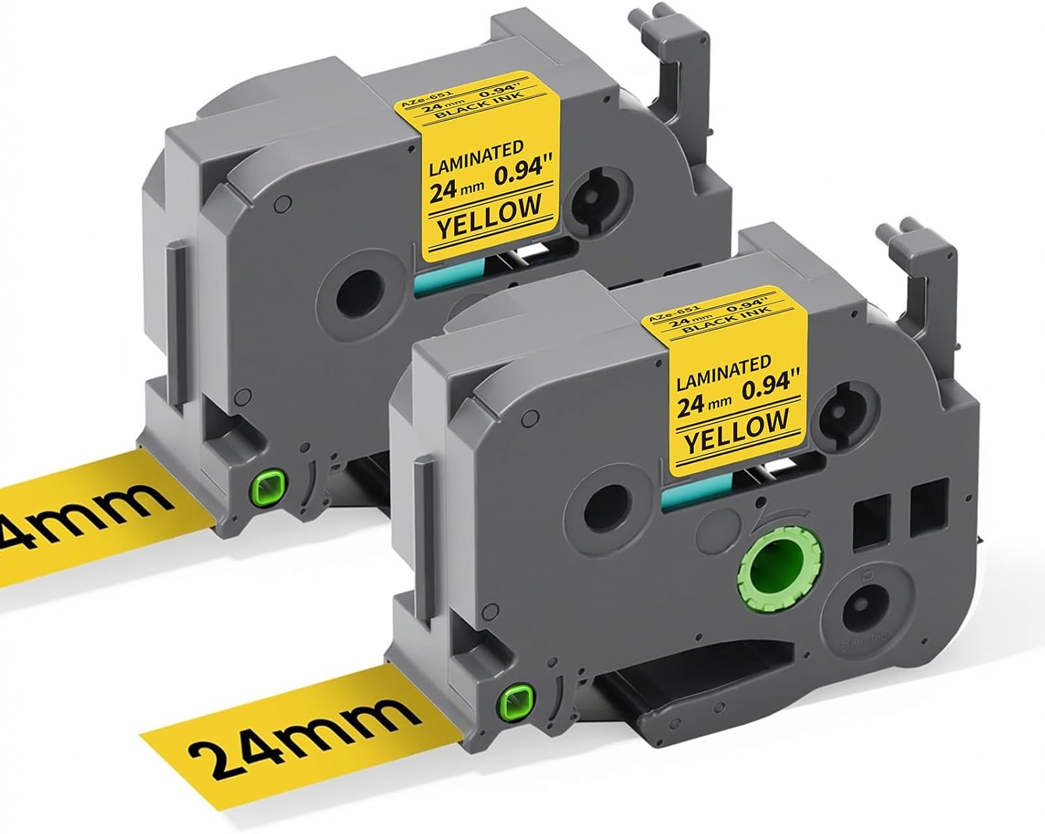 Compatible Replacement for Brother TZe-651 24mm Yellow Laminated Label Tape – Black on Yellow, 2 Rolls x 8m, for PT‑D600/PT‑P710BT/PT‑P950NW & More P‑touch Printers