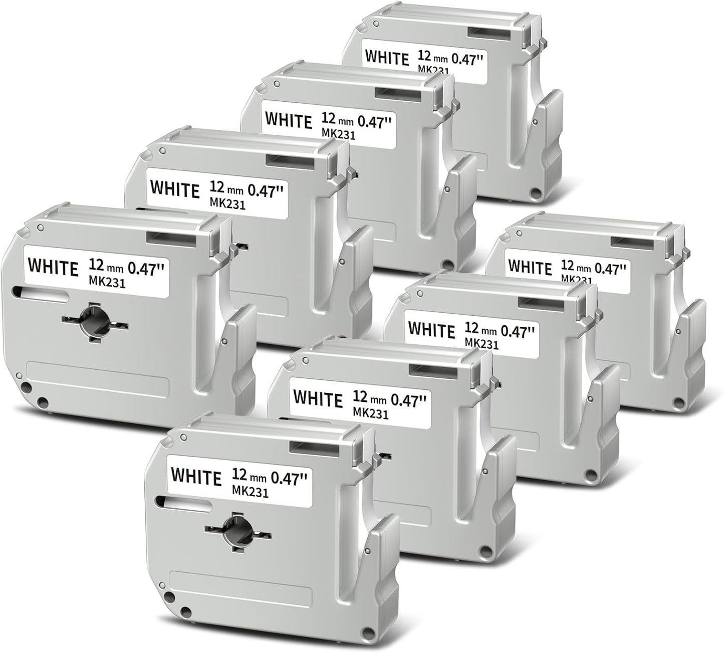 Brother M-K231S Compatible Label Cartridge – 12mm Black on White, 8 Rolls x 8m, for Office & Home Organization