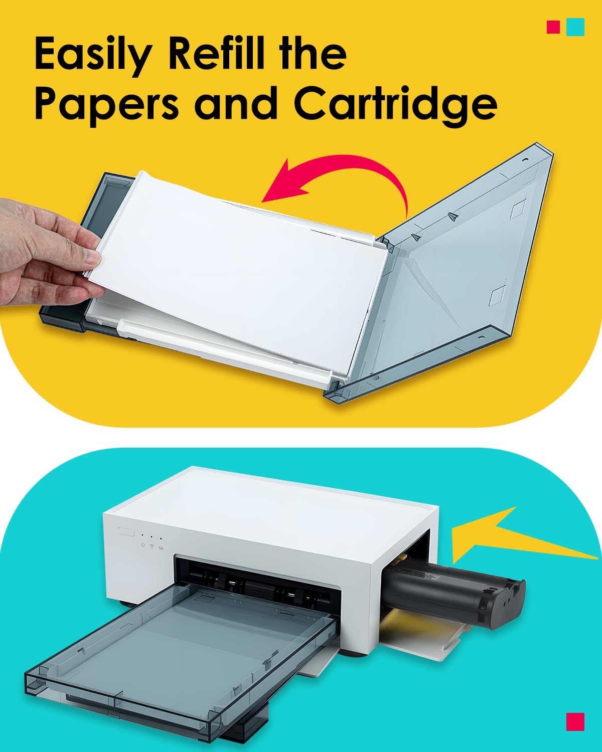 Compatible with Liene Amber M100/M200/M110/M210 4" × 6" Photo Paper & Ink Cartridge Refill