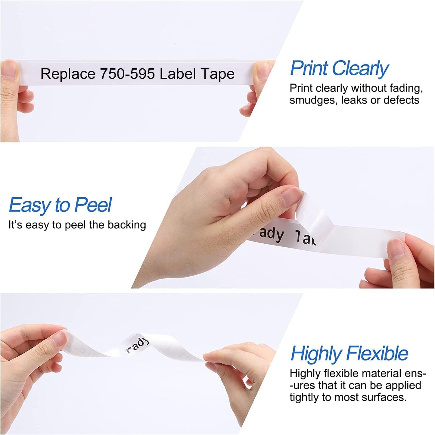 COLORTY Replacement for M21-750-595-WT Vinyl Labels | All-Weather Labeling Tape 0.75" Width, 21' Length for Indoor/Outdoor/Laboratory, Black on White