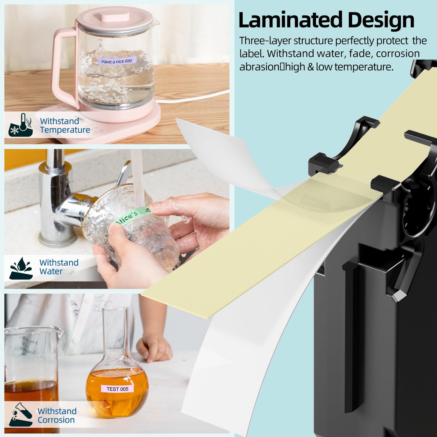 Water Resistant Pastel Laminated Label Tape for Long Lasting Labels.
Temperature Resistant Label Tape for Reliable Industrial Applications.