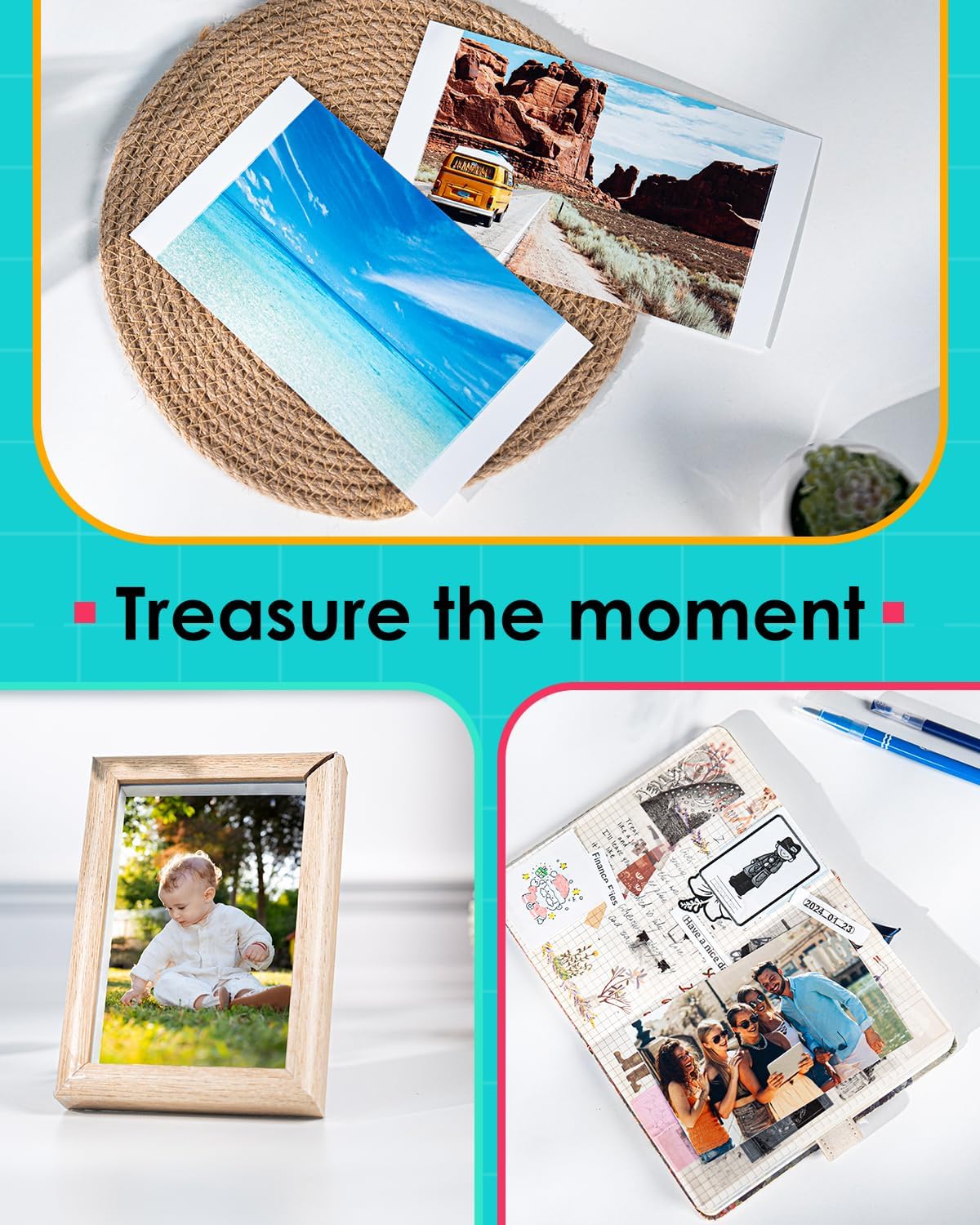 Compatible with Liene Amber M100/M200/M110/M210 4" × 6" Photo Paper & Ink Cartridge Refill