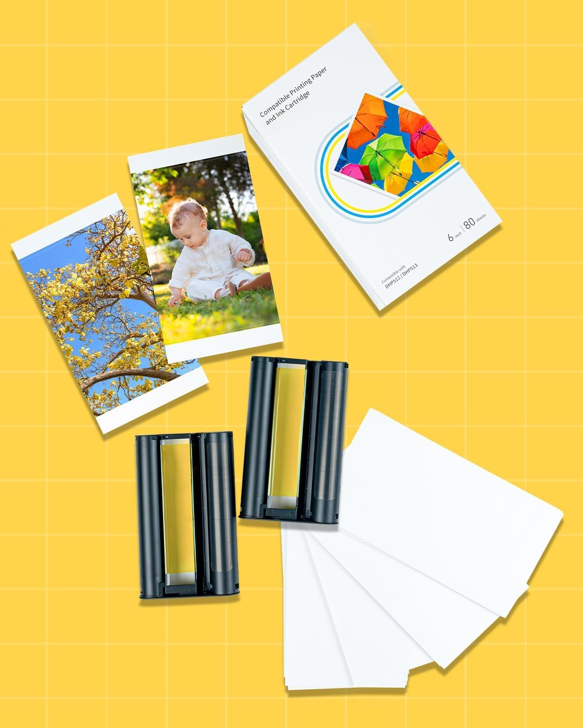 Compatible with Liene Amber M100/M200/M110/M210 4" × 6" Photo Paper & Ink Cartridge Refill