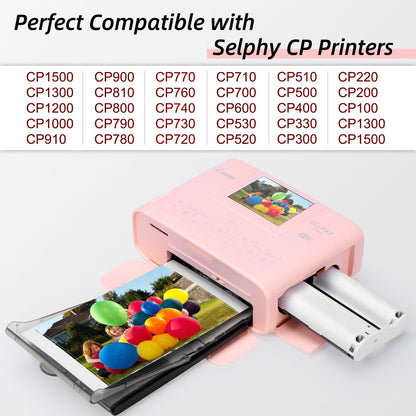 Canon SELPHY KP-108IN Compatible Ink & Paper Set for CP1500 CP1300, 108 Sheets 4x6" Photo Paper with 3 Color Ink Cartridge