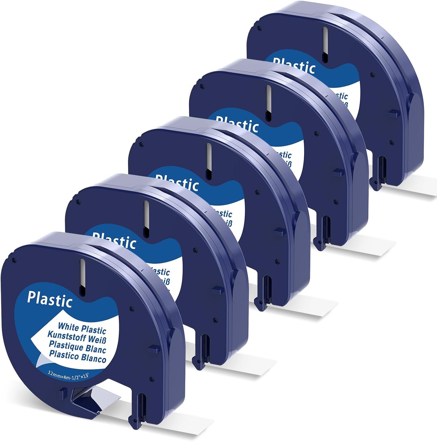 Dymo LetraTag 91331 Compatible 12mm White Label Tape – Black on White, 5 pack for LT‑100H/LT‑200B/LetraTag Plus/XM/XR Label Makers