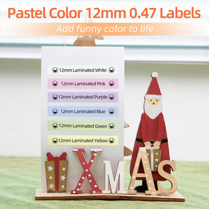 COLORTY TZe-231 Compatible Pastel Color Label Tape 12mm 6 Pack, Replacement for Brother P-touch TZ-231 Laminated Tape for PT-D200 D210 D220 H110 P300BT Cube