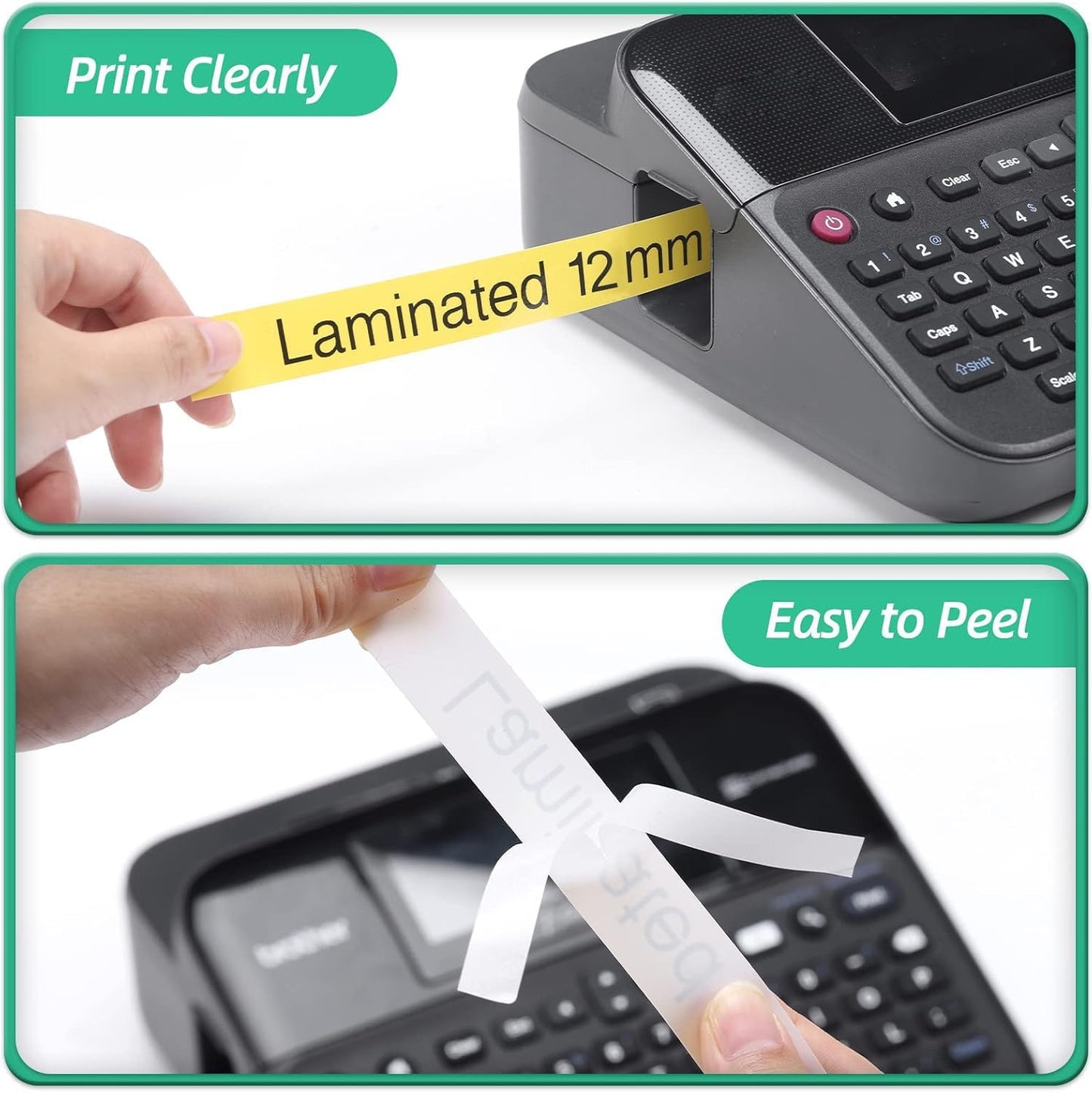 Brother TZe-631 Compatible Label Tape 12mm (0.47") | Laminated Black on Yellow Tape Replacement for P-touch Label Makers PT-D210 D200 H110 D400
