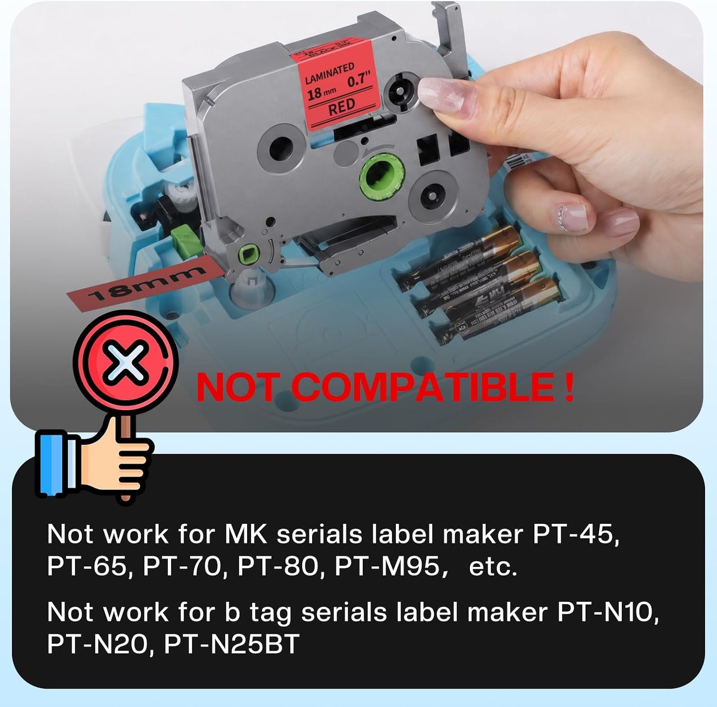Colorty Red Label Tape 18mm Compatible with Brother TZe-441 P Touch TZe TZ Tape 18mm 0.7 Laminated for PT-D400 PT-D410 D600 D610BT PT-P700BT Ptouch Label Maker Refills 3/4'', Black on Red