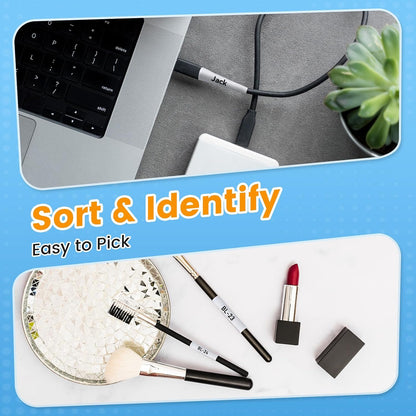 HSe-231 Heat Shrink Tube Labels Compatible with Brother P-touch | 11.7mm Black on White Cable Labels (3-Pack)