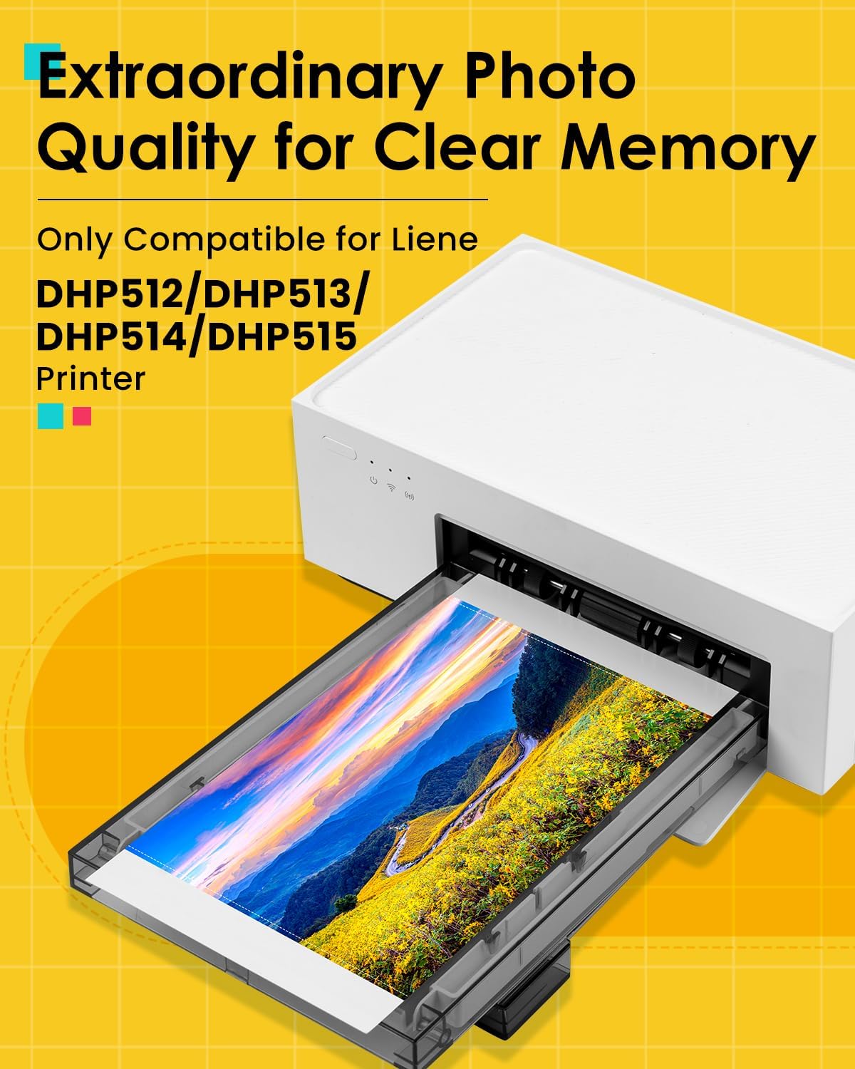 Compatible with Liene Amber M100/M200/M110/M210 4" × 6" Photo Paper & Ink Cartridge Refill