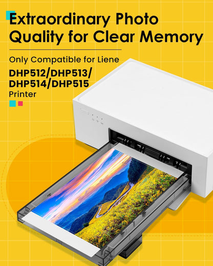 Colorty Compatible with Liene Amber M100/M200/M110/M210 4x6 Photo Paper & Ink Cartridge Refill – 80 Sheets + 2 Ink, Dye Sublimation Replacement for DHP512/DHP513/DHP514/DHP515,  for Framing & Scrapbooking