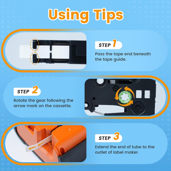 HSe-231 Heat Shrink Tube Labels Compatible with Brother P-touch | 11.7mm Black on White Cable Labels (3-Pack)