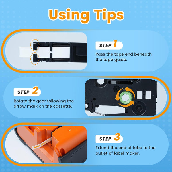 HSe-221 Heat Shrink Tube Labels Compatible with Brother P-touch | 8.8mm Black on White Cable Label Tubes (3-Pack)