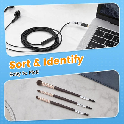 HSe-221 Heat Shrink Tube Labels Compatible with Brother P-touch | 8.8mm Black on White Cable Label Tubes (3-Pack)