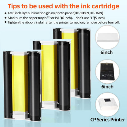 Canon SELPHY KP-108IN KP-36IN Compatible Color Ink Cassette for CP1500,CP1300,CP1200,CP1000 Photo Printers(Ink Only)
