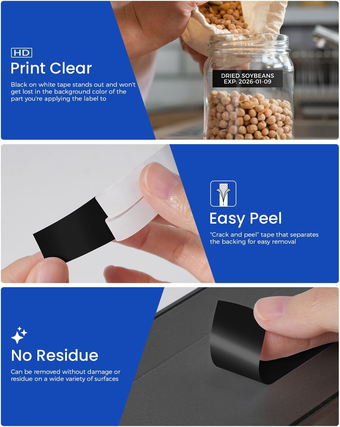 Compatible Brother TZe-345 Label Tape 18mm (0.7") White on Black | Laminated Replacement Tape for P-touch Label Makers PT-D400, PT-D610BT, PT-E300, PT-E560BTVP  | Colorty