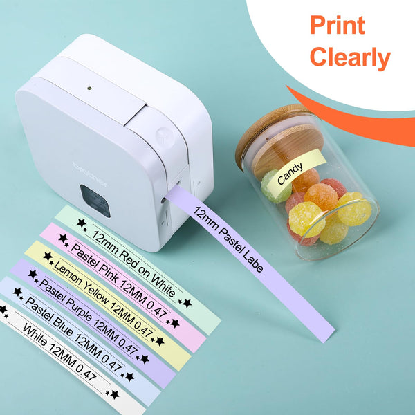 COLORTY TZe-231 Compatible Pastel Color Label Tape 12mm 6 Pack, Replacement for Brother P-touch TZ-231 Laminated Tape for PT-D200 D210 D220 H110 P300BT Cube