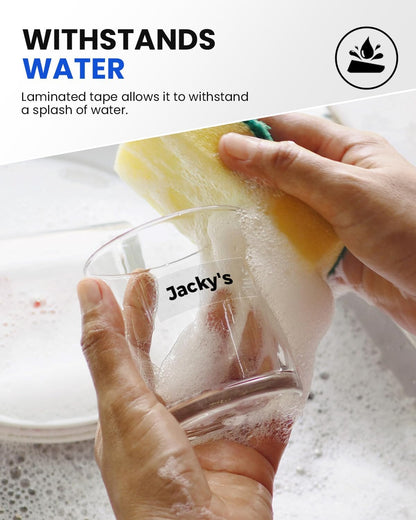 Waterproof Laminated Clear Label Tape for Indoor and Outdoor Use.