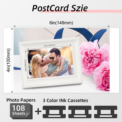 Canon SELPHY KP-108IN Compatible Ink & Paper Set for CP1500 CP1300, 108 Sheets 4x6" Photo Paper with 3 Color Ink Cartridge