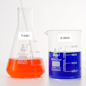 Waterproof solvent-proof COLORTY labels for marking lab beakers and flasks in chemistry experiment sample tracking